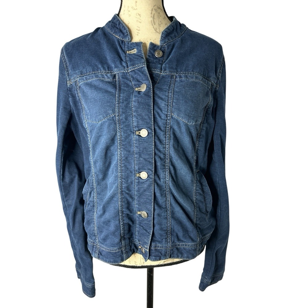 J Jill Jean Jacket Stretch Denim Jacket‎ Sz Small Petite Wash Cotton Blend Retro